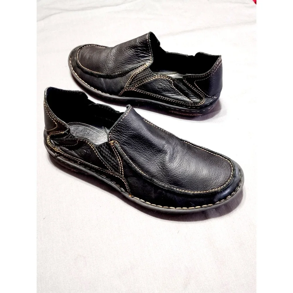 Born Handcrafted Black Leather‎ Casual Slip‑On Loafer Old Money Shoes Men 9.5